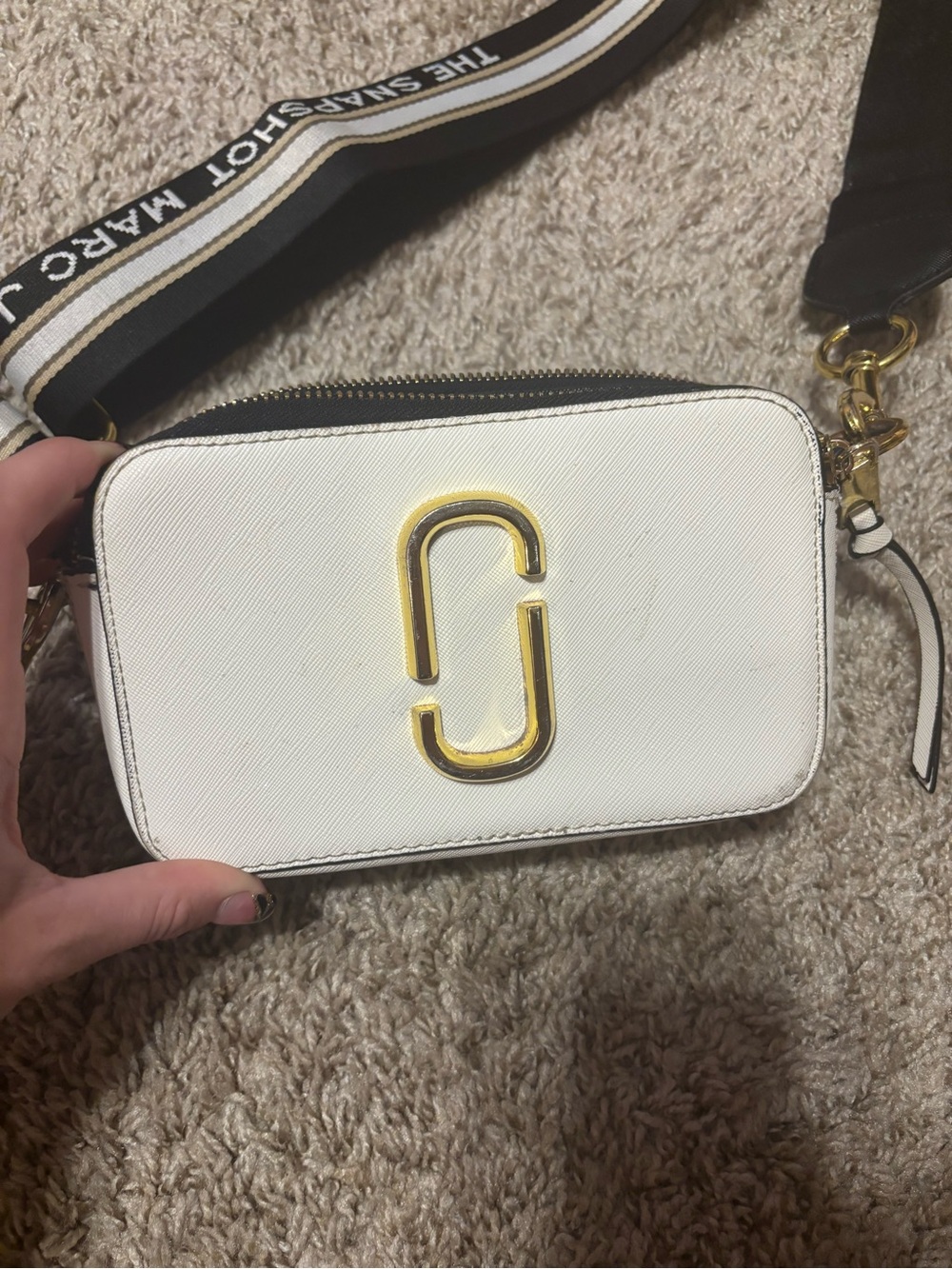 Marc Jacobs White Snapshot Camera Crossbody with Striped Logo Strap - Picture 2 of 7